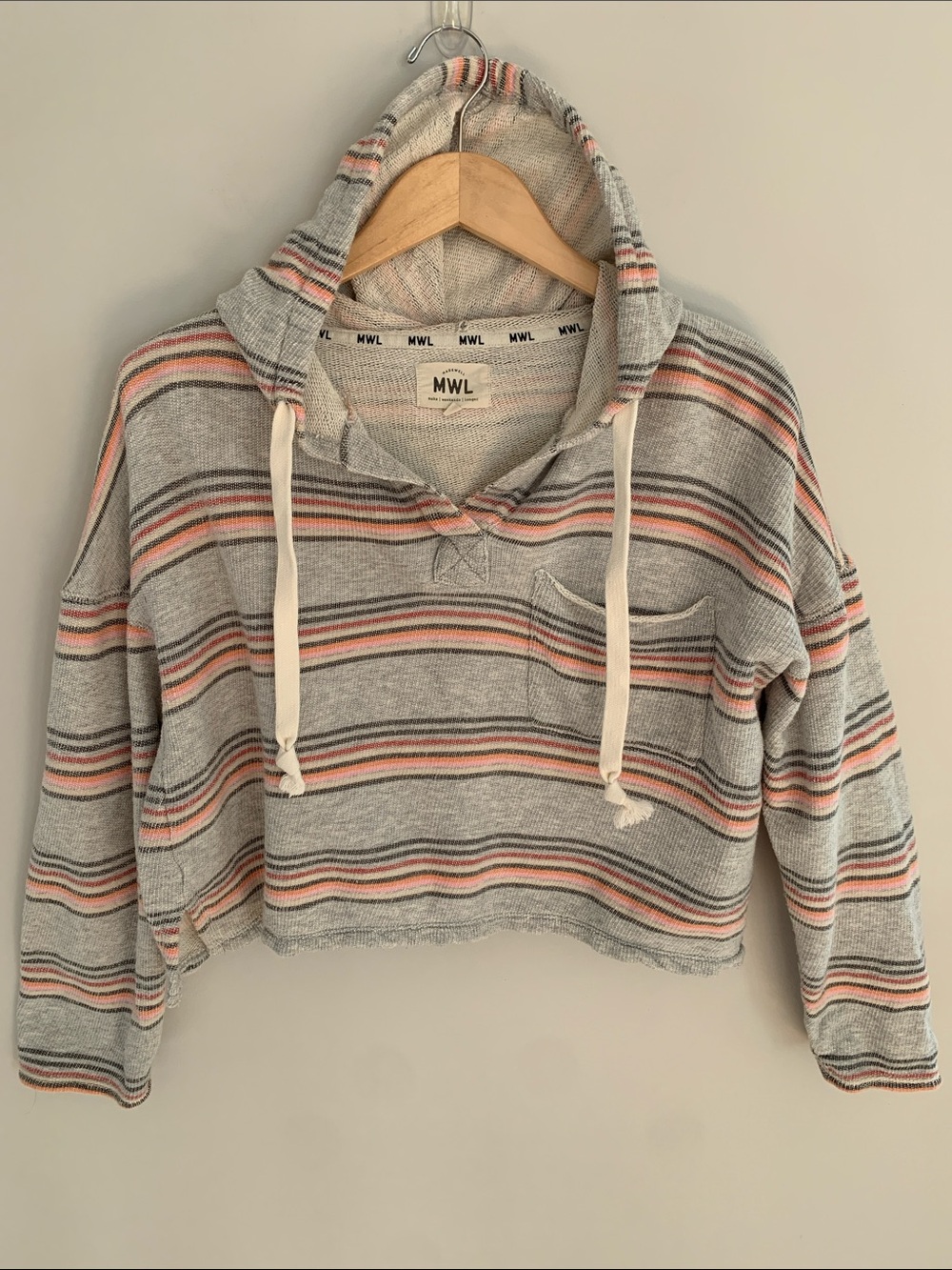 Madewell Popover Hoodie Sweatshirt Sorrento Beach Stripe Size Small Surfer Boho